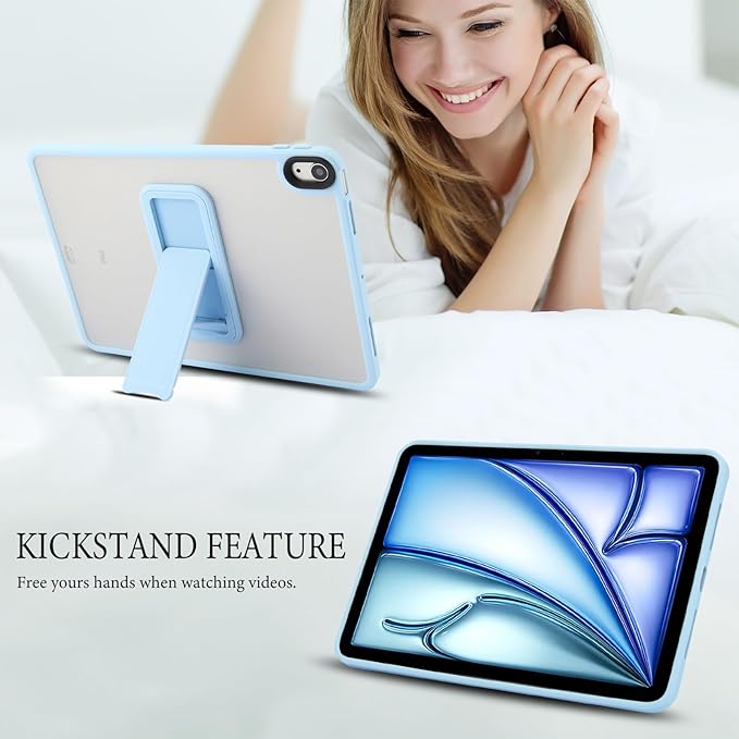Shockproof Case for iPad Air 11-inch M4/M3/M2 (2026/2025/2024) for Women Men, Kickstand Slim Fit Rugged Bumper Lightweight Anti-Scratch Bumper Case Cover for iPad Air 11", Blue