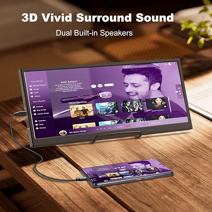 Prechen 12.3 Inch Touchscreen Secondary Monitor, IPS Stretched Bar LCD Travel Touch Display 1920 * 720 HDMI USBC, Portable Touch Screen for Laptop Computer Windows Aida64 GPU CPU RAM Monitoring