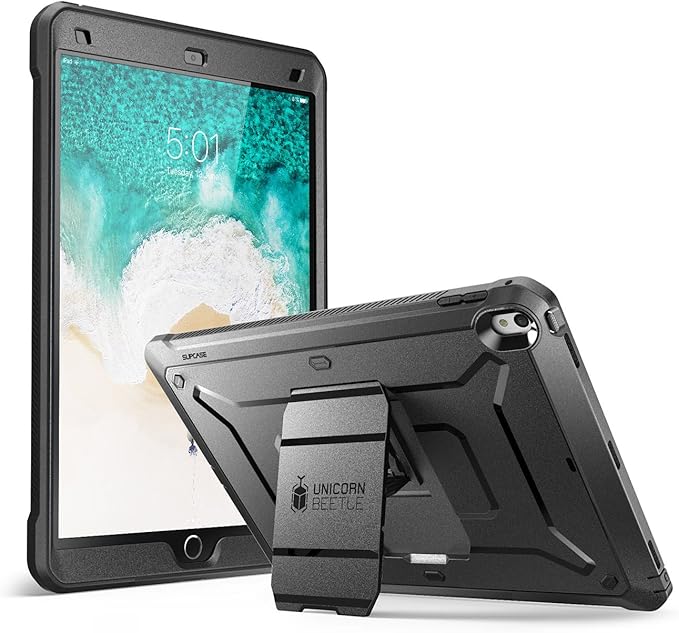 SUPCASE Unicorn Beetle PRO Case for iPad Air 3 (2019) and iPad Pro 10.5'' (2017), Heavy Duty with Built-in Screen Protector Full-body Rugged Protective Case (Black)