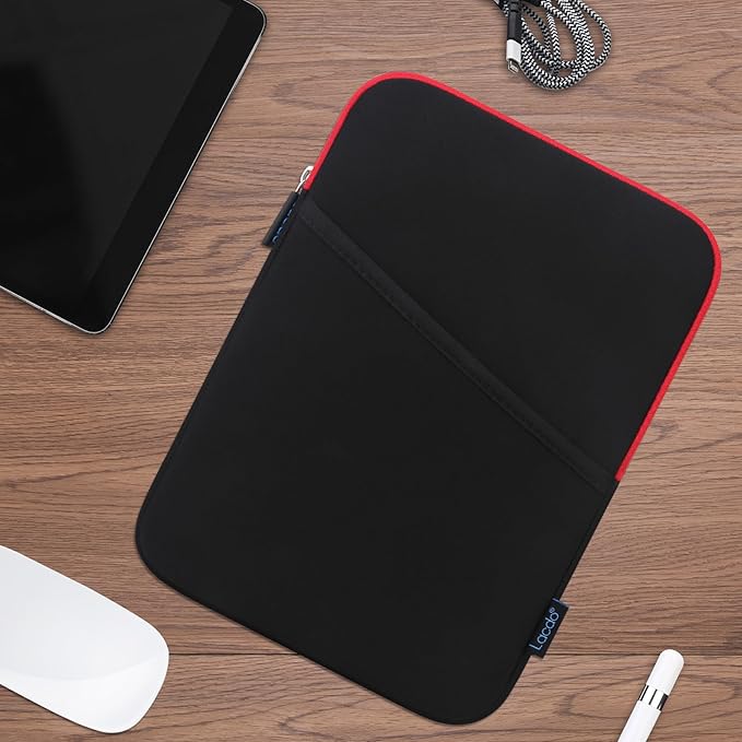 Lacdo iPad mini Sleeve, iPad mini 7 Case, Shockproof Tablet Sleeve Case Compatible with iPad mini 7 6 5 4 3 2 / Samsung Galaxy Tab A7 Lite 8.7" / Galaxy Tab A 8.0" Protective Tablet Bag, Red/Black