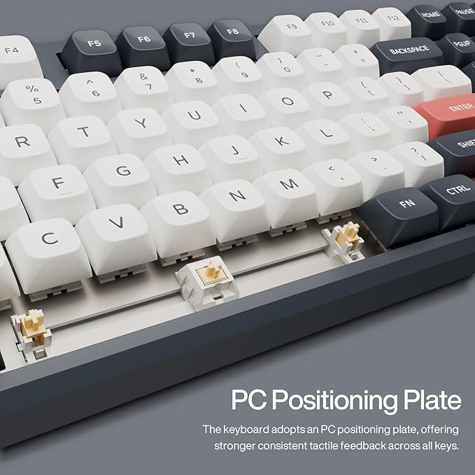 GK GAMAKAY TK101 98% Mechanical Keyboard with Number Pad, Hot Swappable, Pre-lubed Tactile Switches, Tri-Mode Bluetooth/2.4GHz/USB-C 101 Keys RGB Backlit Gaming Keyboard (White&Gray, Pluto Swicth)
