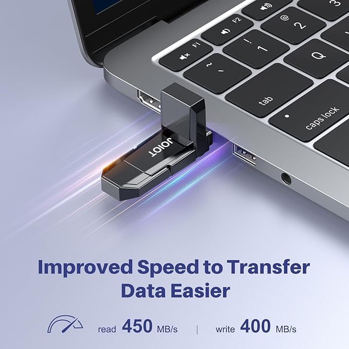 JOIOT USB C Flash Drive 512GB Up to 450MB/s Dual Type-C & USB-A USB 3.2 Solid State Drive USB-C Thumb Drive Compatible with iPhone 15/16/17 Series Smartphone Tablet Laptop Car Smart TV Game Console