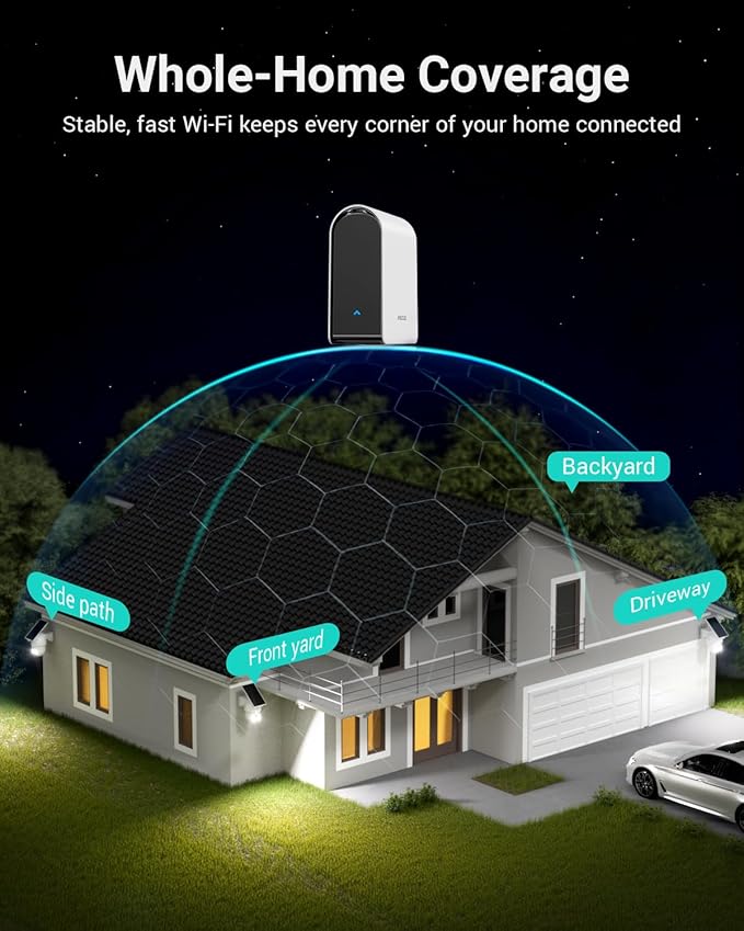ANSQUE Security Cameras Wireless Outdoor Home System, 6 Camera Kit, No Subscription Fees, Solar Powered, Local Storage, 365-Day Battery Life, 360°PTZ Surveillance, Auto Tracking, 2K Color Night Vision