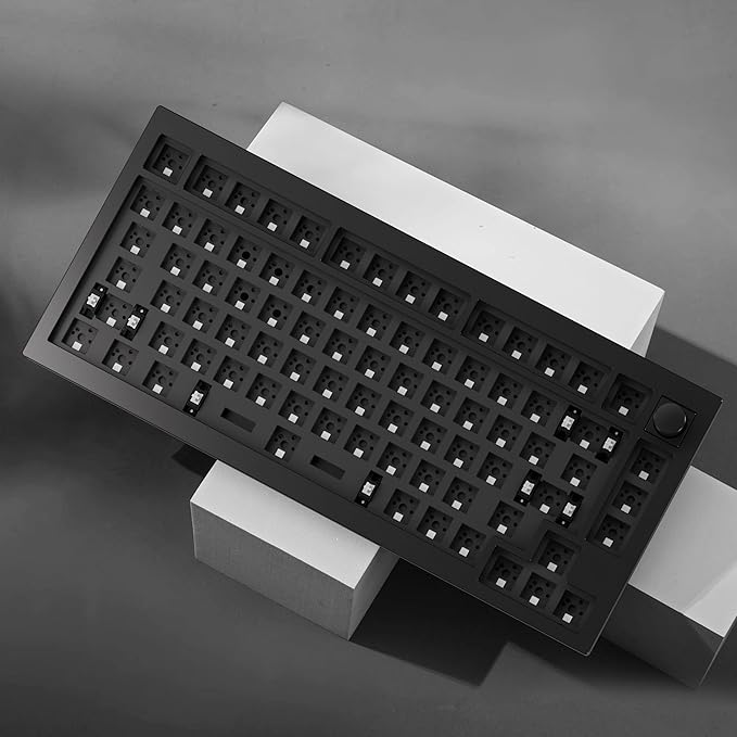 Keychron Q1 Max QMK/VIA Wireless Custom Mechanical Keyboard Barebone Knob Version, Full-Metal Hot-Swappable RGB Backlight 2.4 GHz/Bluetooth/Type-C Wired Gaming Keyboard for Mac/Windows/Linux - Black