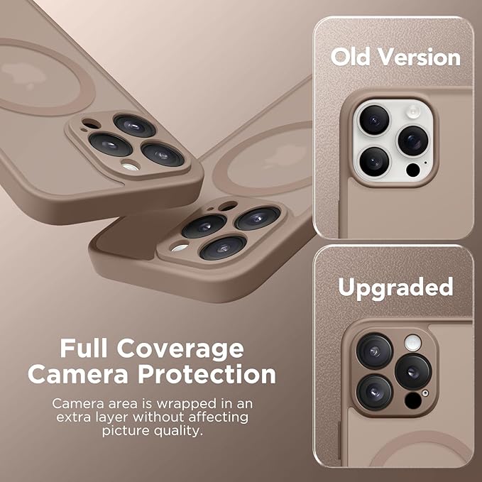 CAPRARO Magnetic Compatible with iPhone 16 Pro Case, Upgraded [Full Camera Protection] [Compatible with MagSafe] Protective Translucent Matte Women Girl Phone Case Cover, Withered Brown