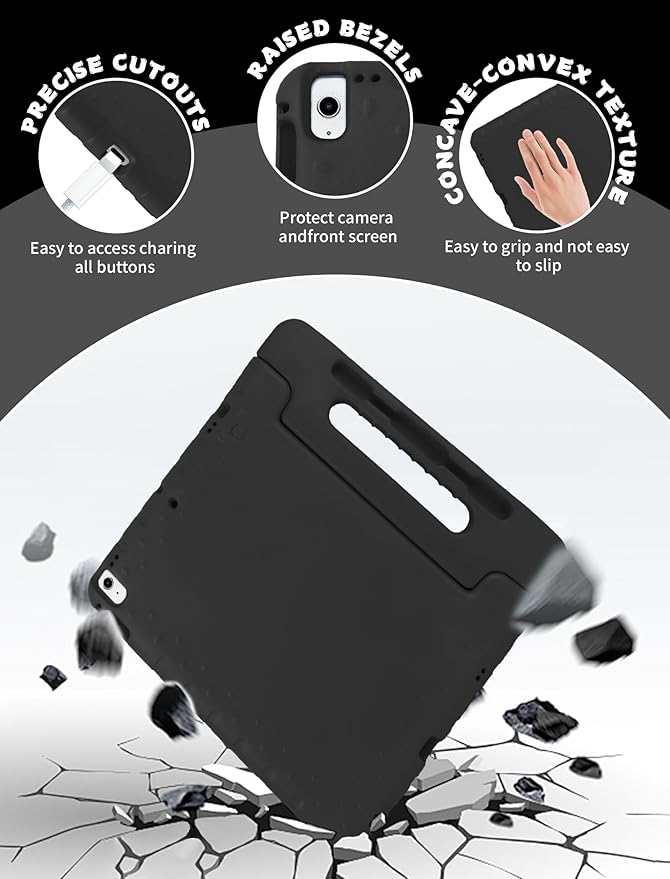 Kids Case for iPad Pro 12.9 2017(2nd Gen)/2015(1st Gen) with Pencil Holder, E-puhate iPad Pro 1st/2nd Generation Case 12.9 inch Shockproof Handle Stand Kids Cover for Child Boys Girls Toddlers(Black)