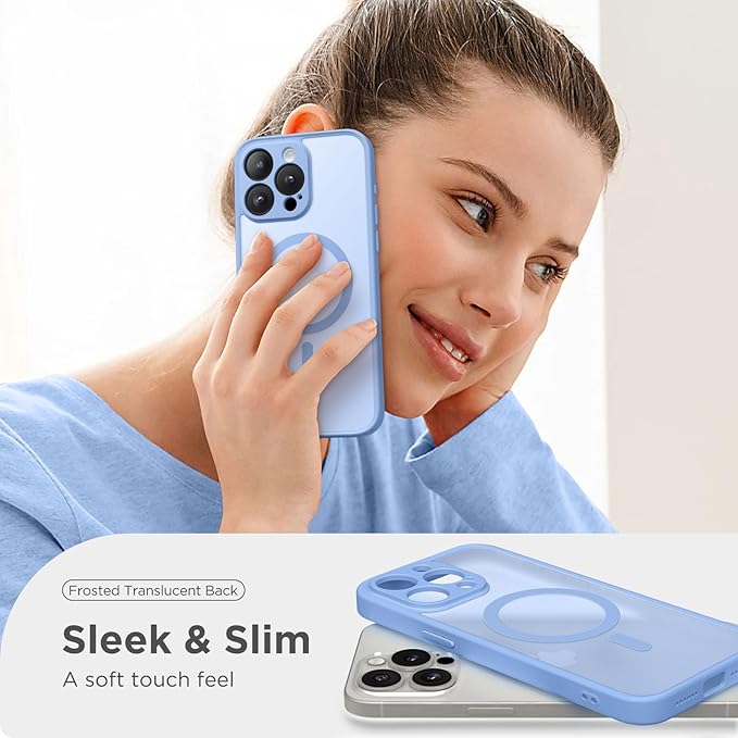CAPRARO Magnetic for iPhone 13 Pro Case, [Compatible with MagSafe] [Full Camera Protection] Shockproof Protective Slim Translucent Matte Phone Case for iPhone 13 Pro 6.1'', Snow Purple