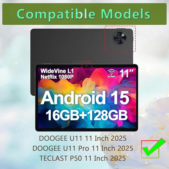 ATOOZ for DOOGEE U11 Case 11 Inch,Soft Silicone Kids Case for DOOGEE U11 Pro Tablet 2025/Teclast P50 Tablet with Stand (Red)