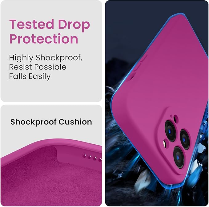FireNova Designed for iPhone 13 Pro Max Case, Silicone [Camera Protection] Phone Case with [2 Screen Protectors], Soft Anti-Scratch Microfiber Lining Inside, 6.7 inch, Shocking Pink