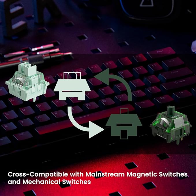 MONSGEEK FUN60 Ultra Rapid Trigger Gaming Keyboard 8k Magnetic Switch TMR Aluminum Wired Keyboard 60% Black Shine-Through MagMech, Glare Magnetic Switch