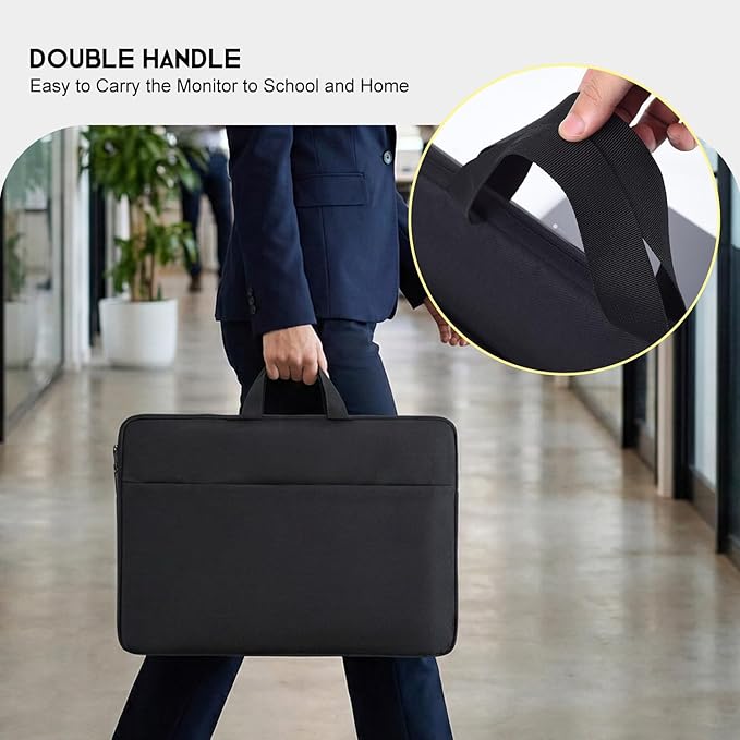 Drawing Carrying Tablet Sleeve Case for XPPen Artist 15.6 Pro V2, XPPen Artist Pro 19, HUION KAMVAS Pro 19, Shockproof-Padded Bag with Accessory Pocket & Handle, Black