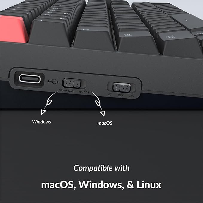 Keychron K4 96% Layout QMK Wireless and Wired Options Mechanical Keyboard, White Backlight Super Red Switch, Paired with Shine-Through Double-Shot PBT Keycaps for Mac Windows-Version 3