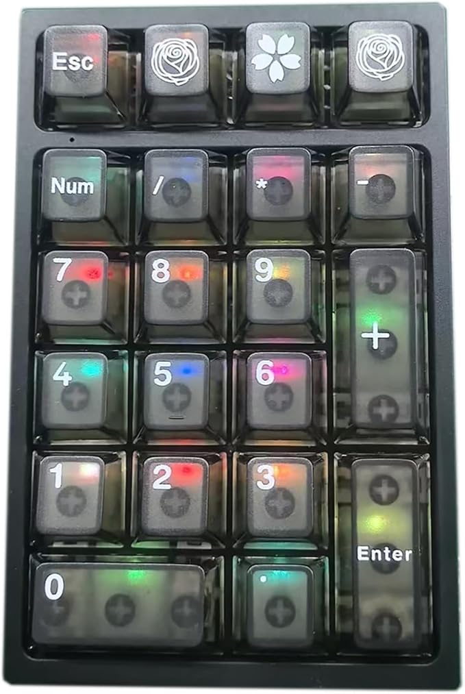 BOYI TD21 Hot Swappable Numpad,21 Keys Mini Numpad Portable Keypad Bluetooth 5.0/2.4GHz/Wired Number Pad Keyboard PBT Keycaps RGB Backlit Type-C Mini Keyboard(Black Transparent Keycaps)