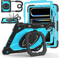 Case for iPad Pro 13 Inch M5 2025/ M4 2024, Ubearkk for iPad Pro 13 Inch case with Screen Protector, 360 Degree Rotating Stand Shoulder Strap Pencil Holder,Military Grade Shockproof, Black Blue