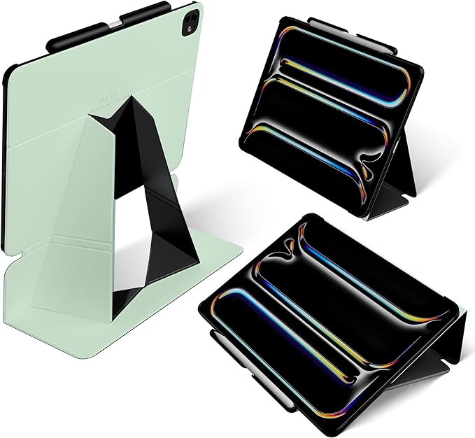 MOFT Folio Case for iPad Pro 11-inch (M4) 2024 - Silm Stand Protective Case with Detachable Pencil Holder, Multi-Angle Viewing, MOVAS Leather Cover, Auto Sleep/Wake, Peppermint