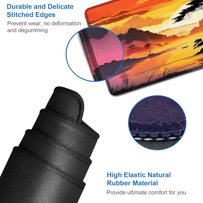 Mouse Pad Gaming, 31.5x15.7 inch Large Extended Computer Keyboard Mouse Mat, Water Resist Non-Slip Mousepad Rubber Base Long XXL Mouse Pad for Work & Gaming, Office & Home, Sunset