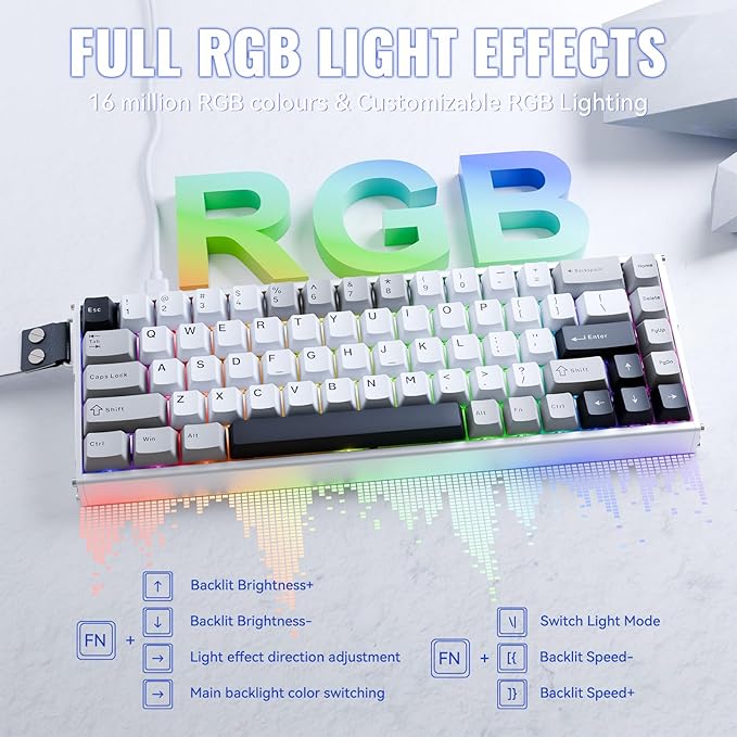 ATTACK SHARK X68 MAX HE Wired Rapid Trigger Mechanical Creamy TKL RGB Gaming Keyboard with Full Aluminum CNC,8K Polling,0.005mm Accuracy,Hall Effect Magnetic Switch,NKRO,Driver for Win Mac(Star White)