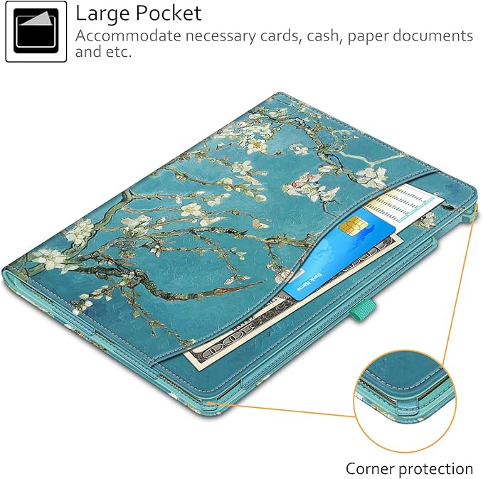 Fintie Multi-Angle Case, 2017/2015 iPad Pro 12.9 inch (Old Model) 1st & 2nd Gen Case - [Corner Protection] Folio Stand Cover with Pencil Holder & Pocket, Auto Wake/Sleep, Blossom