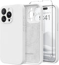 Magnetic for iPhone 15 Pro Max Case, Compatible with MagSafe, [Full Camera Protection][Screen Protector] Silicone Shockproof Protective Phone Case for iPhone 15 Pro Max 6.7", White