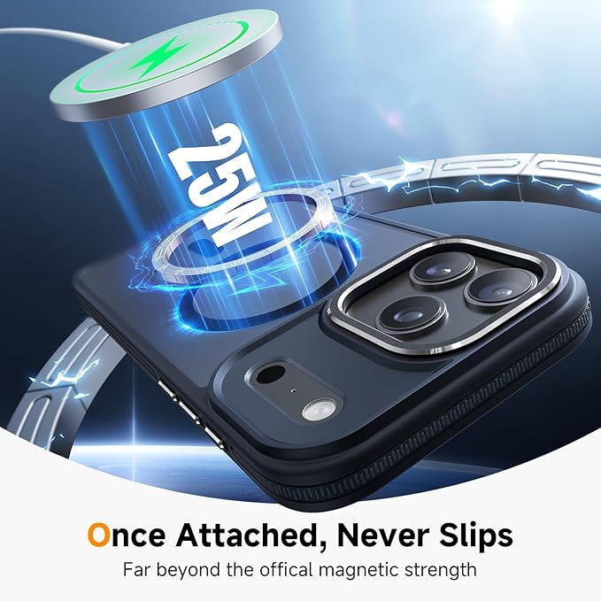 Magnetic 3 in 1 for iPhone 17 Pro Max Case, [Omni-Directional Protection] with 1x Screen Protector + 1x Camera Cover, [Seamless Work with Magsafe] Protective Silm Case for iPhone 17 Pro Max Black