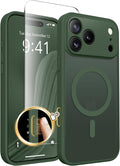 CAPRARO Magnetic for iPhone 17 Pro Case, Upgraded [Full Camera Protection] [Compatible with MagSafe] Protective Translucent Matte Women Girl Phone Case Cover, Deep Green