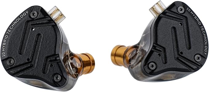 Linsoul KZ ZS10 PRO X Upgraded 1DD+4BA Hybrid Driver HiFi in Ear Earphones IEM with Alloy Faceplate, Detachable Silver-Plated Recessed 2Pin Cable for Audiophile Musician DJ Stage(Without Mic)