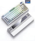 Aula NOVA75 Wireless Mechanical Keyboard,75% Gasket Mount Tri-Mode Custom Keyboard with 1.14" Smart TFT Screen & Knob,Carbon Fiber Style,8000mAh, Hot Swap Seiya Switch,White