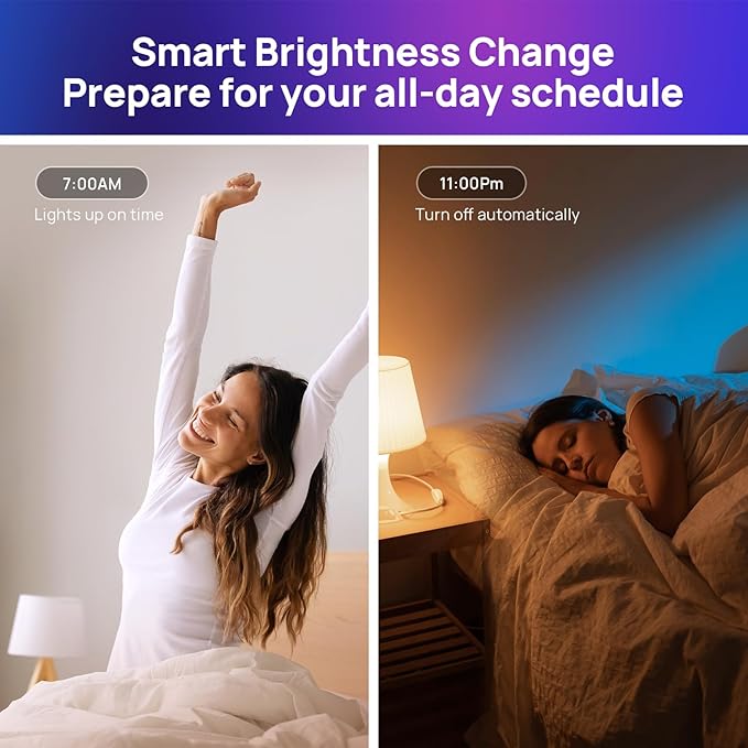 Consciot Smart Light Bulbs, WiFi Bluetooth Color Changing LED Light Bulb, A19 E26 RGBTW Light Bulbs That Works with Alexa/Google Home/Apple Home/Siri, Music Sync, 60W Equivalent Smart Bulb, 6 Pack