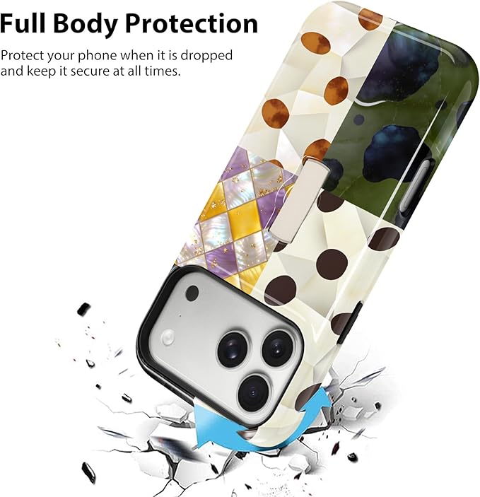 KANGHAR Compatible with iPhone 17 Pro Max Case, Support for MagSafe, Silicone Checkered Spot Cute Pattern, Wristband Kickstand Camera Protection Soft Slim Phone Case for Girls Women -Colorful
