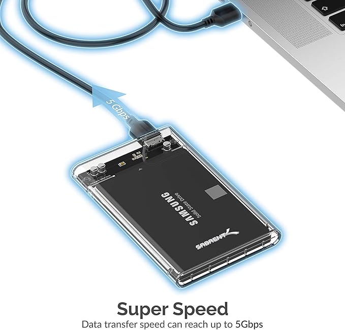 SABRENT 2.5 Inch SATA to USB 3.0 Tool Free Clear External Hard Drive Enclosure [Optimized for SSD, Supports UASP SATA III] (EC-OCUB)