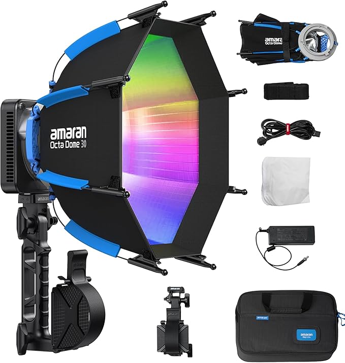 Amaran Ray 120c RGB Video Light,120w Portable Studio Photography Light CCT 1,800K-20,000K with Softbox Portable Bag for YouTube,TikTok,Live Streaming,Weddings,Vlog