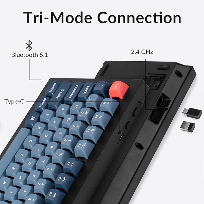Keychron V3 Max TKL Wireless Mechanical Keyboard, QMK/VIA RGB Bluetooth/2.4 GHz/Wired, 87 Keys Hot-Swappable with Gateron Banana Switch, Compatible with Mac Windows Linux