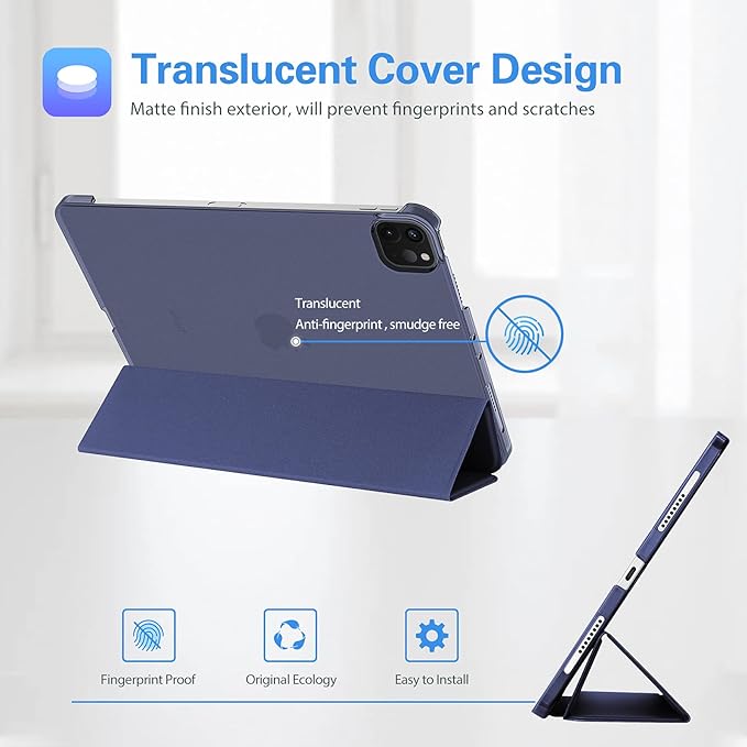 ProCase Smart Case for iPad Pro 12.9 2022/2021/2020/2018, Slim Stand Hard Back Shell Smart Cover for iPad Pro 12.9" 6th Gen/5th Gen/4th Gen/3rd Gen -Navy