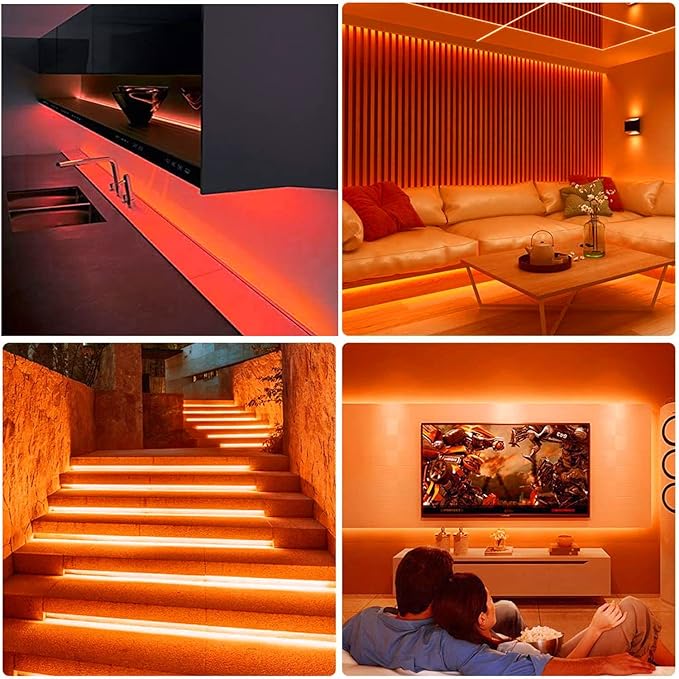 SUYOOULIN LED Strip Lights, SMD 2835 LED Strip, DC12V 1200LEDs 16.4Ft 26000LM High Density LED Light Strips Non-Waterproof IP21, 3 Times Brightness Than SMD3528 LED Strip, Orange
