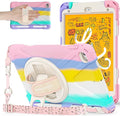 BRAECNstock Kids Case for Apple iPad mini 5/4 7.9" 2019/2015, Shockproof Protective with Pencil Holder, Rotating Hand Strap & Stand, Shoulder Strap, Case for iPad mini 5th/4th Gen, Colorful Pink