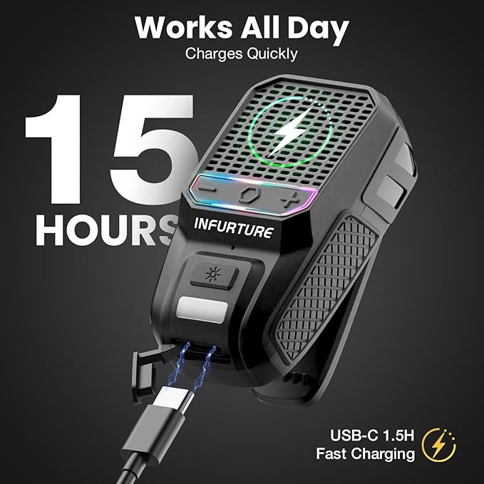 INFURTURE Wearable Bluetooth Speaker Clip on Speaker with RGB/Flashlight Shower Speake Built-in Noise Reduction Mic, Bathroom Speakers for Hands-Free Music/Calls-for Work/Riding/Outdoor, Ideal Gifts
