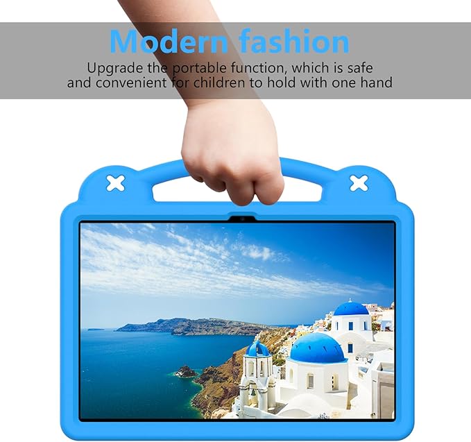 AKABEILA Compatible with Samsung Galaxy Tab A11+ 2025 Tablet Case, Kids Friendly Universal Lightweight Shockproof Protective Case with Shoulder Strap & Stand Handle Sky Blue