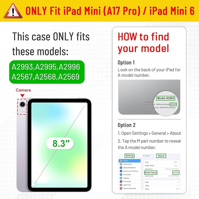 for iPad mini 7 A17 Pro 2024 & iPad mini 6 Case 2021 (8.3 inch) Shockproof Soft TPU Back Cover Silicone Bumper Anti-Yellowing Lightweight Clear Shell for iPad mini 7th/6th Generation, Gray