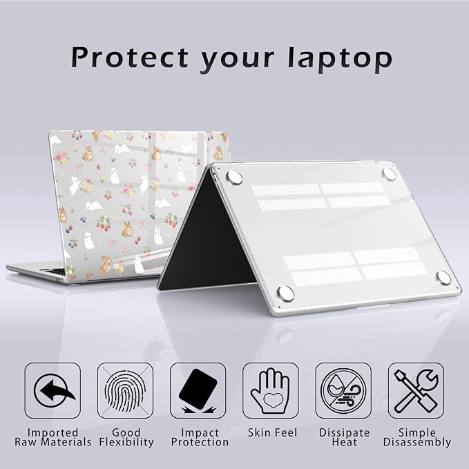 Compatible with MacBook Pro 14 inch Case M5 M4 M3 M2 M1 Pro/Max 2026-2021 A3427 A3426 A3434 A3112 A3185 A3401 A2918 A2992 A2779 A2442, Cute Bunny Rabbit Hard Shell Clear Cover