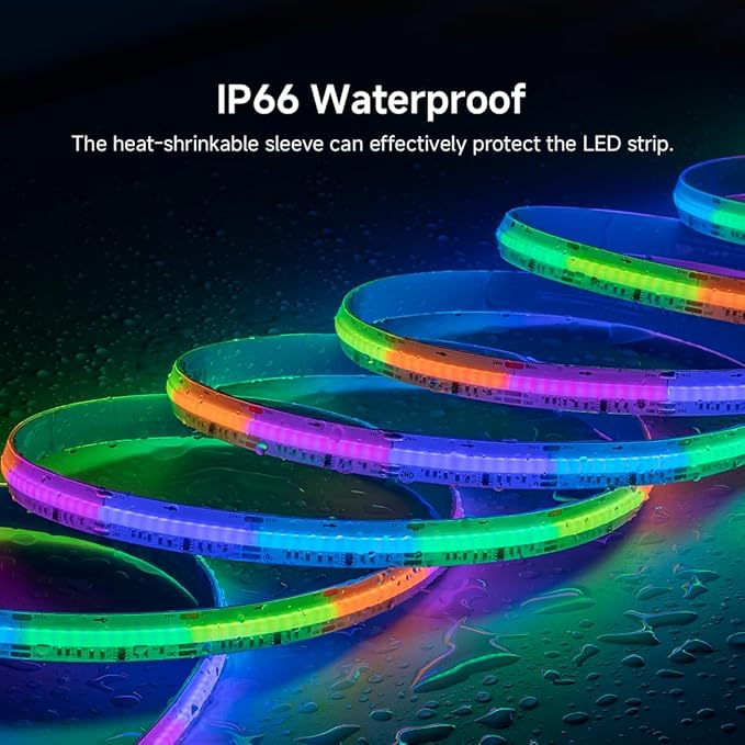 BTF-LIGHTING FCOB IP66 WS2811 IC RGB COB LED Strip 24FT DC24V 576LED/m Flexible High Density Color Chasing Uniform Light 16IC/m 10mm Width for Indoor Lighting Project(No Adapter or Controller)