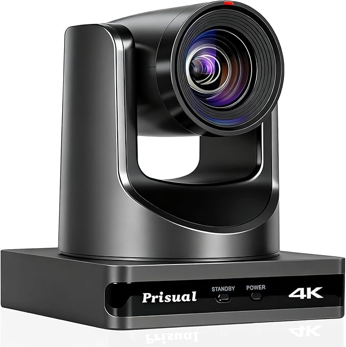 Prisual 4K NDI PTZ Camera, Advanced PTZ Auto Tracking 20X HDMI/USB3.0 PTZ Camera, 1/1.8”4K UHD 30P with Built-in Tally Light for Church Conference Events, PoE, PT20X-4K-N