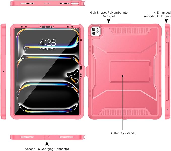 Soke Case for iPad Pro 13 Inch M5/M4 & iPad Air 13 Inch M4/M3/M2(2026/2025/2024), iPad Pro 12.9(2022 2021 2020,6th/5th/4th Gen), Rugged Shockproof Protective Cover - Watermelon