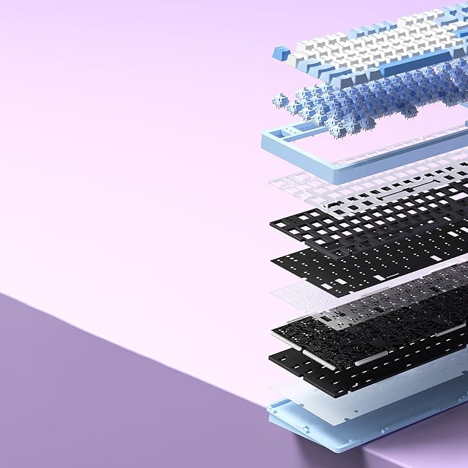 LEOBOG HI98 Mechanical Keyboard, Wired Creamy Gaming Keyboard with Ergonomic Gasket Structure, Hot-Swap Custom RGB Keyboards for Win/Mac/Android/Gamer - Purple, Star Vector Switch
