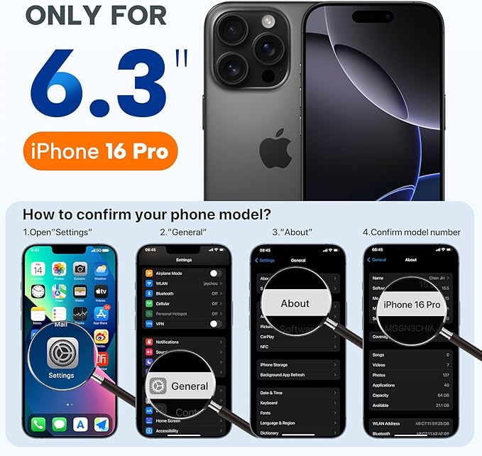 Miracase Magnetic for iPhone 16 Pro Case, [Soft Anti-Scratch Microfiber Lining], Compatible with MagSafe, Liquid Silicone Case Shockproof Drop Protection Phone Case for 16 Pro,Glass Blue