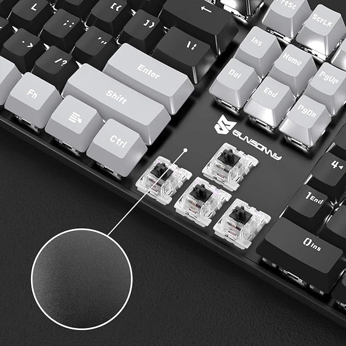 Qisan 104 Mechanical Keyboard for Gaming | Large Size USB White Backlit Gaming Keyboard Wired | US Layout Black Switches Hot Swappable Mechanical Clicky Keyboards Compatible with PC & Laptop