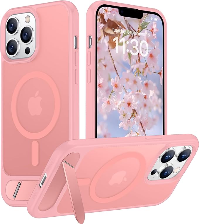 Magnetic Compatible with iPhone 13 Pro Case, [Built-in Invisible Kickstand][Compatible with MagSafe] [Military Grade Shockproof] Slim Translucent Matte Phone Case for iPhone 13 Pro 6.1"
