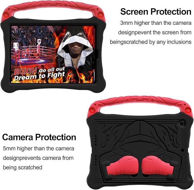 Dteck for iPad Air 3rd Generation and iPad Pro Case 10.5" 2019/2017 Release, Cute Boxing Shockproof Hard Case with Handle/Kickstand/Shoulder Strap, Protective Lightweight Kids-Friendly Cover, Black