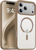 Magnetic for iPhone 17 Pro Case,[Anti-Slip][Compatible with MagSafe][Military Grade Drop Protection] Shockproof Protective Translucent Matte Phone Case for iPhone 17 Pro Case,Brown