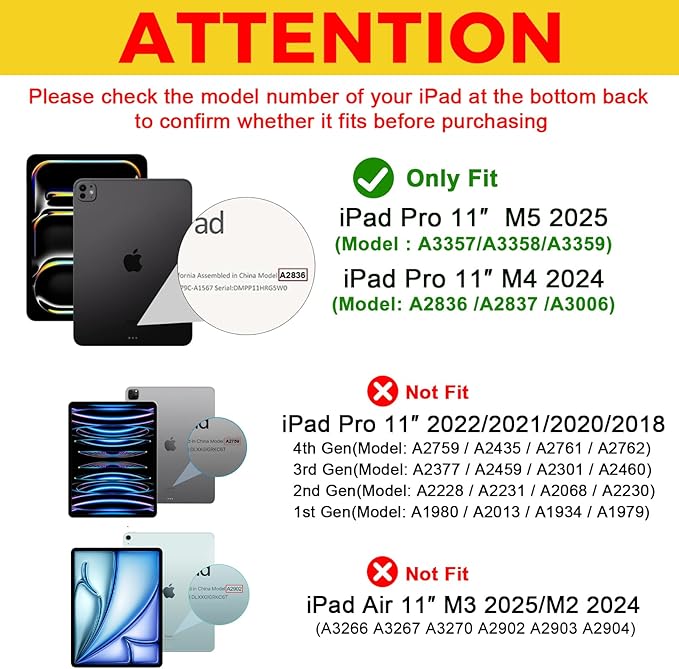 ProCase Smart Case for iPad Pro 11 Inch M5 2025/M4 2024 (Model: A3357/A3358/A3359/A2836/A2837/A3006), Slim Folio Stand Hard Back Shell Protective Tablet Cover for iPad Pro 11" 6th/5th Gen -Darkpurple