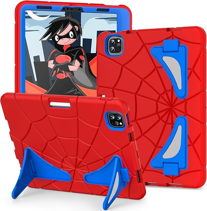 AKABEILA Compatible with Apple iPad Pro 11 inch(2018)/Apple Air 4 10.9(2020)/Air 5 10.9(2022)/Air 6 M2 (2024)/Air 7 M3 (2025) Tablet Case，Cover for Kids Boys Babies with Kickstand Red Blue